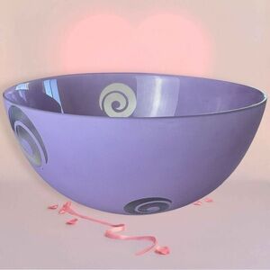 Art Deco Spanish Glass Centerpiece Bowl Purple with Swirls